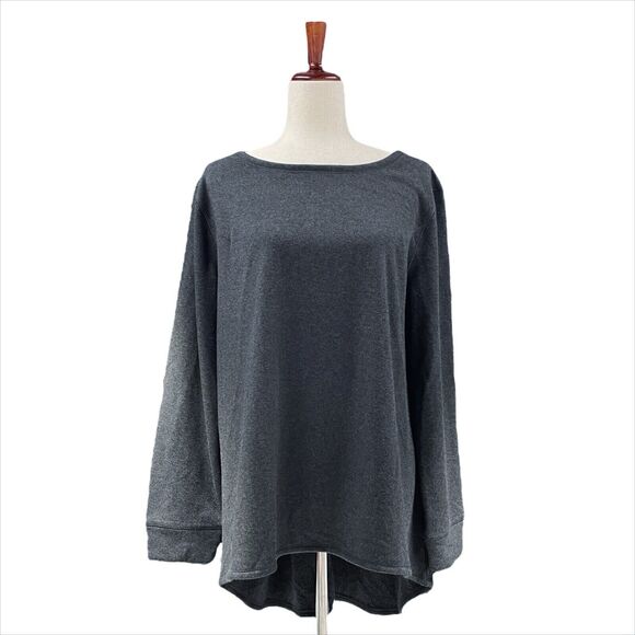 BUKI COLLECTION Anna Super-Soft High-Low Crew Sweatshirt Charcoal Gray Size L - Picture 1 of 9